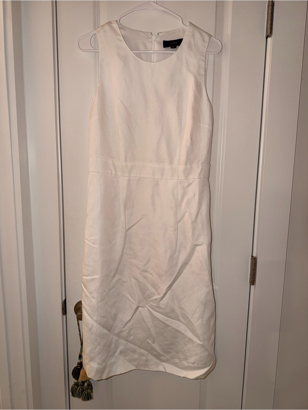 J. Crew White Sleeveless Midi Sheath Dress - Classic Scoop Neck
